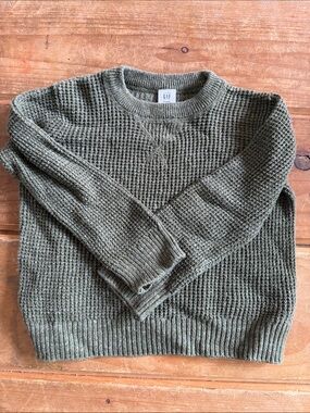 GAP Olive Crewneck Waffle Knit Sweater
